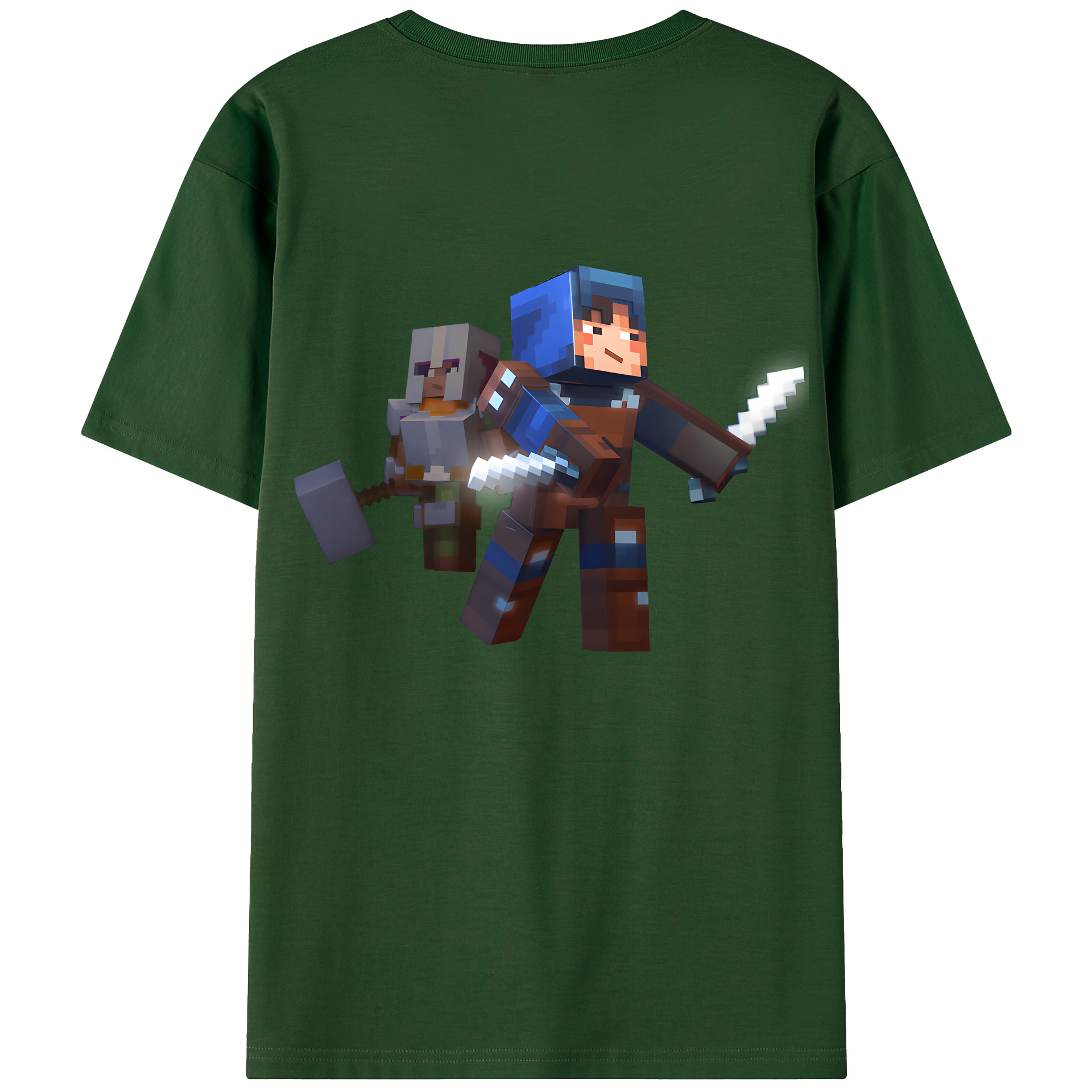 （画像用） マインクラフト ブロックの世界 Minecraft MC Block world 綿100％半袖Tシャツ（背面プリント）